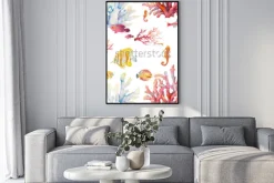 Plakat: Akwarela rafy koralowej wzór. ręcznie opracowany realistyczny