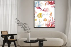 Plakat: Akwarela rafy koralowej wzór. ręcznie opracowany realistyczny