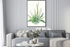 Plakat: Akwarela wektor bukiet kaktusów i sukulentów na białym tle.