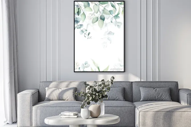 Plakat: Akwarela z liśćmi eukaliptusa