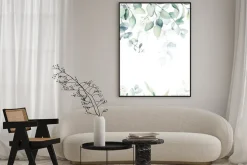 Plakat: Akwarela z liśćmi eukaliptusa