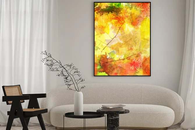 Plakat: Akwarele tła z liści jesienią