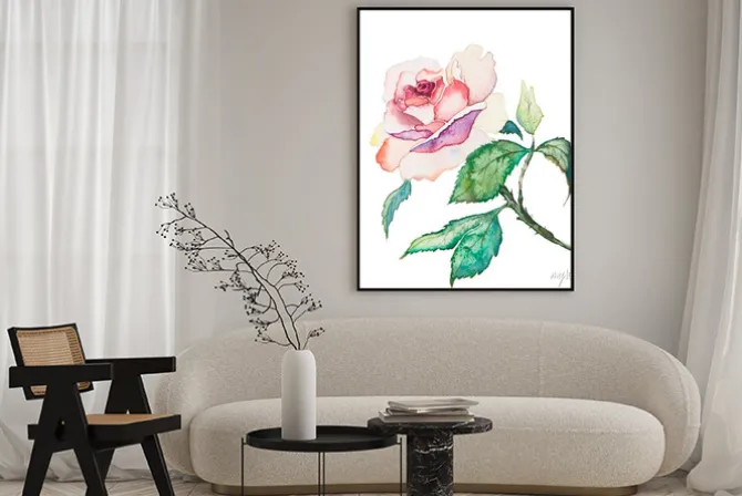 Plakat: Akwarele wiosennych kwiatów samodzielnie na białym tle