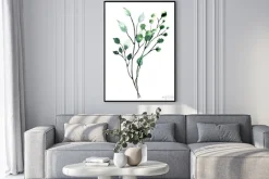 Plakat: Akwarelowa ilustracja zielonej gałązki