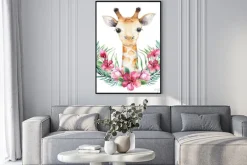 Plakat: Akwarelowa ilustracja małej żyrafy