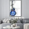 Plakat: Akwarelowa niebieska gitara