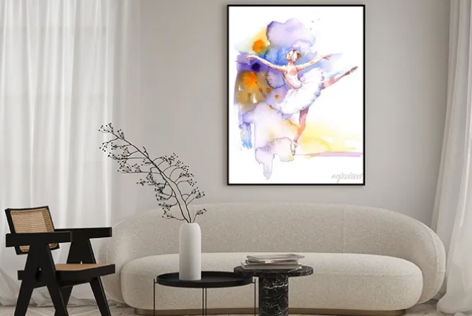 Plakat: Akwarelowa tańcząca baletnica
