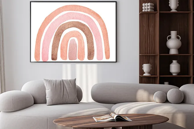 Plakat: Akwarelowa tęcza w pastelowych kolorach