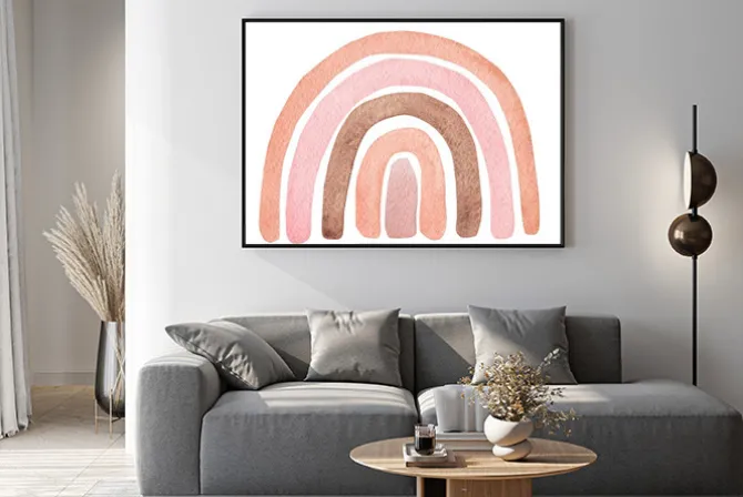 Plakat: Akwarelowa tęcza w pastelowych kolorach
