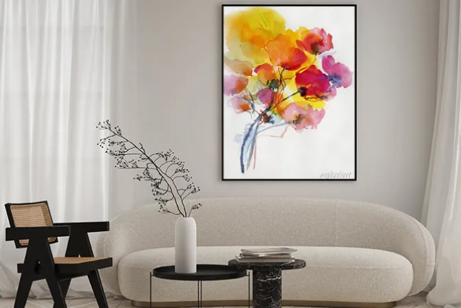 Plakat: Akwarelowe artystyczne maki