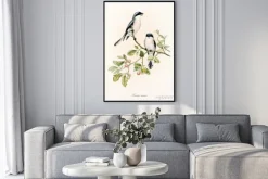 Plakat: Akwarelowe ptaki na gałęzi