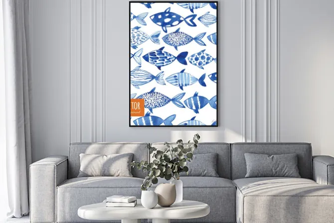 Plakat: Akwarelowy deseń w ryby