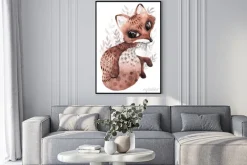 Plakat: Akwarelowy malunek liska w stylu boho