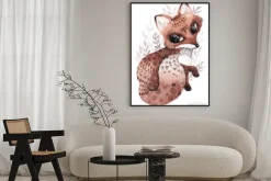 Plakat: Akwarelowy malunek liska w stylu boho