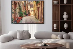 Plakat: Aleja w starym mieście toskanii we włoszech