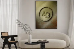 Plakat: Alpha omega - siegel - verwittert