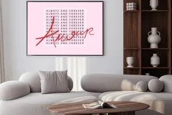 Plakat: Always forever amour różowa grafika romantyczny styl