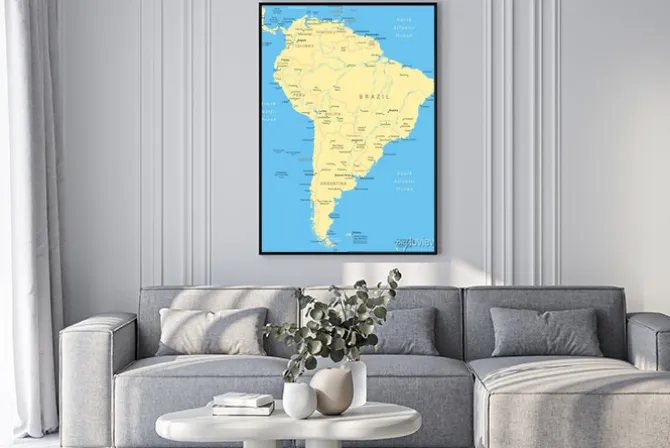 Plakat: Ameryka południowa mapa - bardzo szczegółowe ilustracji wektorowych.