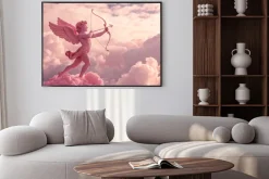 Plakat: Amor strzała miłość różowe chmury romantyczny styl