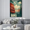 Plakat: An vintage 1950s rome poster featuring the colosseum and pantheon
