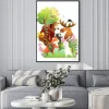 Plakat: Animals of the forest together on a big tree. bear, moose, rabbit,