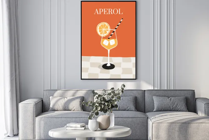 Plakat: Aperol pomarańczowy koktajl ilustracja