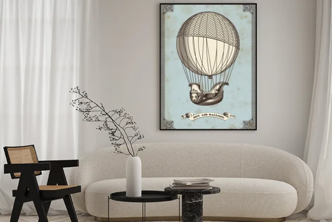 Plakat: Archiwalne karty z balonem