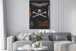 Plakat: Archiwalne motocykla wektor logo, emblematy, szablony, etykiet,