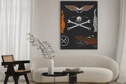 Plakat: Archiwalne motocykla wektor logo, emblematy, szablony, etykiet,