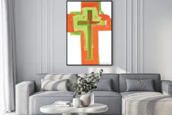 Plakat: Artystyczna abstrakcyjna akwarela styl kolorowy nowoczesny krzyż