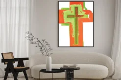 Plakat: Artystyczna abstrakcyjna akwarela styl kolorowy nowoczesny krzyż