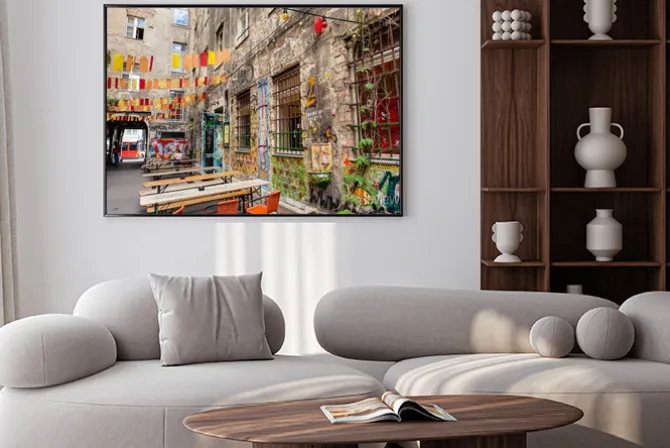 Plakat: Artystyczna kawiarnia z ogródkiem