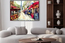 Plakat: Artystyczna paryska ulica z kawiarniami