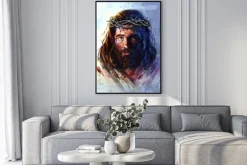 Plakat: Artystyczny portret jezusa w koronie cierniowej
