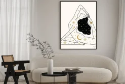 Plakat: Artystyczny rysunek kobiety ćwiczącej jogę