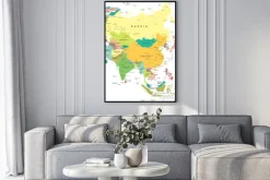 Plakat: Asia - mapa - ilustracji. asia map - bardzo szczegółowe ilustracji
