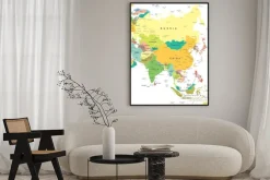 Plakat: Asia - mapa - ilustracji. asia map - bardzo szczegółowe ilustracji