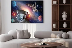 Plakat: Astronauta et kosmita pozaziemski sci fi ufo planety przestrzeń