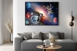 Plakat: Astronauta et kosmita pozaziemski sci fi ufo planety przestrzeń