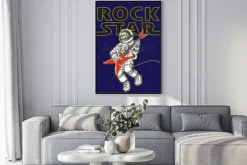 Plakat: Astronauta grający na gitarze w przestrzeni kosmicznej