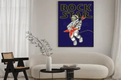 Plakat: Astronauta grający na gitarze w przestrzeni kosmicznej