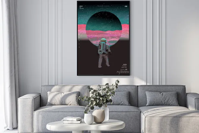 Plakat: Astronauta na abstrakcyjnym planetarnym tle