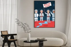 Plakat: Astronautów na marsie. witamy mars.international grupy z flagą