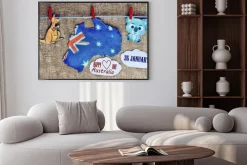 Plakat: Australia dni concept - powitanie napisane w całej mapy, białych