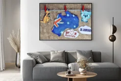 Plakat: Australia dni concept - powitanie napisane w całej mapy, białych