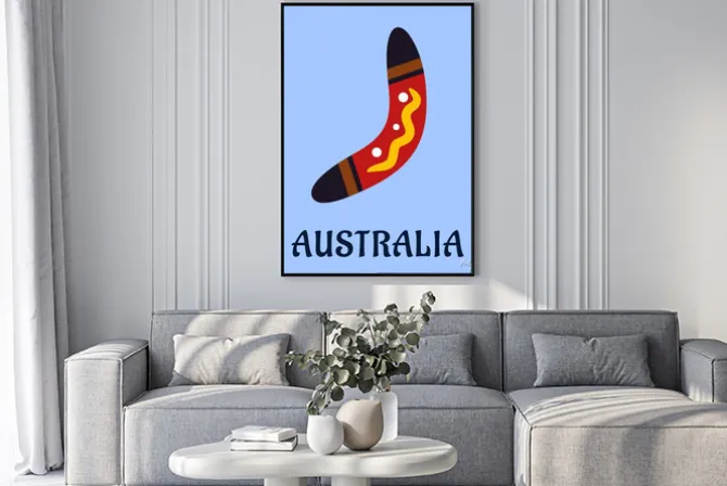 Plakat: Australian national pojedyncze kolorowe bumerang