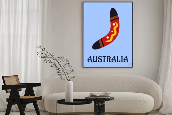 Plakat: Australian national pojedyncze kolorowe bumerang