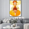 Plakat: Autumn fairy girl sitting on pumpkin