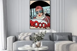 Plakat: Aviator retro kobieta w samolocie
