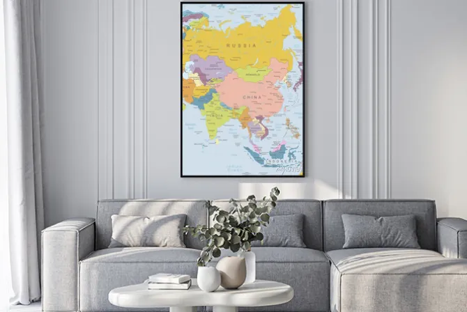 Plakat: Azja-bardzo szczegółowe map.layers używane.